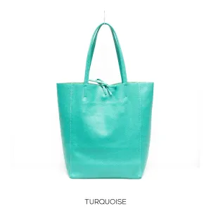 Turquoise Genuine Leather Shopper Bag Large Leather Tote Bag
