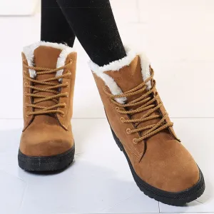 Women&#39;s Boots 2023 Winter Boots With Fur Low Heels Snow Boots Ankle Bota Feminina Platform Booties For Women Winter Shoes Heeled