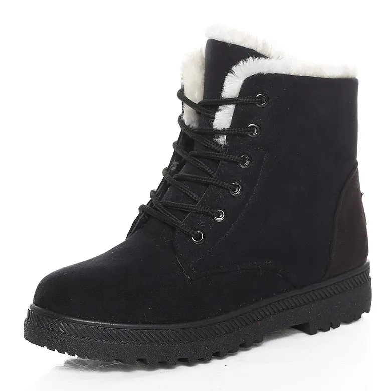 Women&#39;s Boots 2023 Winter Boots With Fur Low Heels Snow Boots Ankle Bota Feminina Platform Booties For Women Winter Shoes Heeled