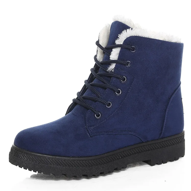 Women&#39;s Boots 2023 Winter Boots With Fur Low Heels Snow Boots Ankle Bota Feminina Platform Booties For Women Winter Shoes Heeled