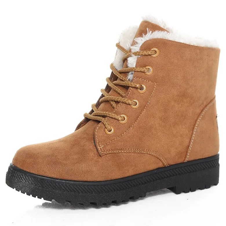 Women&#39;s Boots 2023 Winter Boots With Fur Low Heels Snow Boots Ankle Bota Feminina Platform Booties For Women Winter Shoes Heeled
