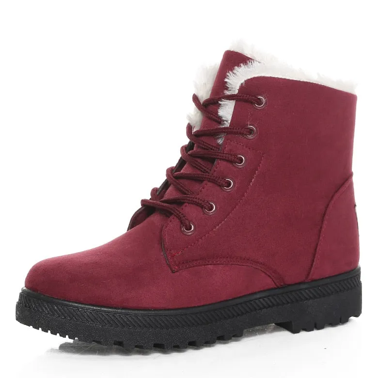 Women&#39;s Boots 2023 Winter Boots With Fur Low Heels Snow Boots Ankle Bota Feminina Platform Booties For Women Winter Shoes Heeled