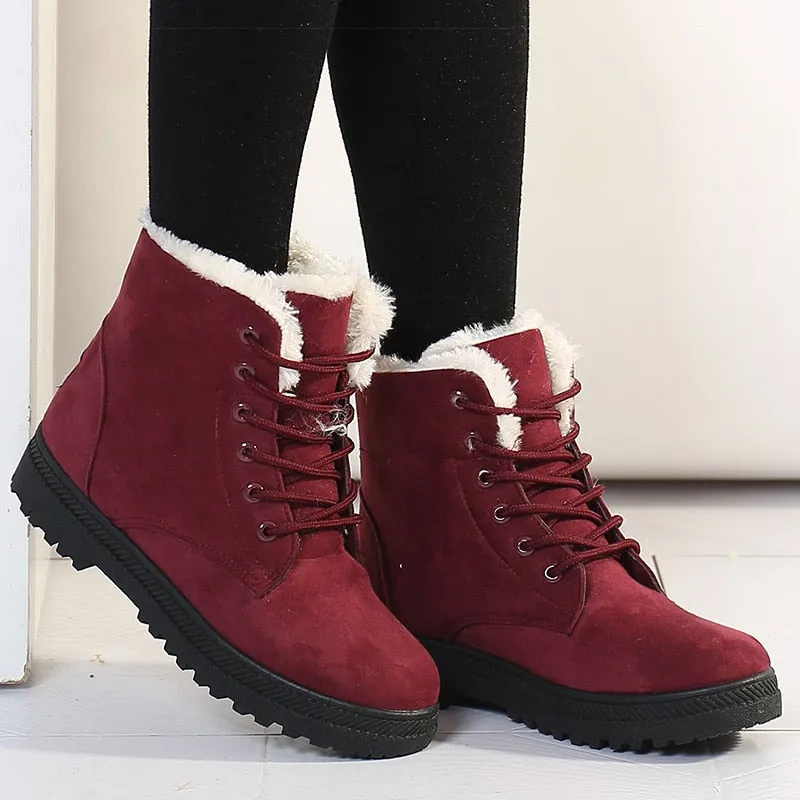 Women&#39;s Boots 2023 Winter Boots With Fur Low Heels Snow Boots Ankle Bota Feminina Platform Booties For Women Winter Shoes Heeled