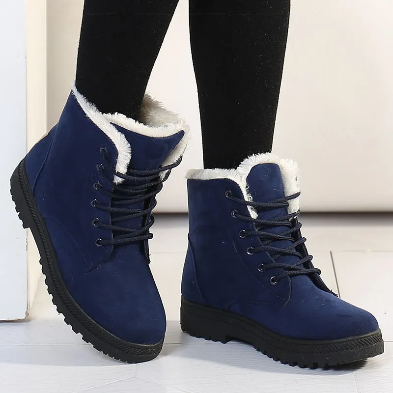 Women&#39;s Boots 2023 Winter Boots With Fur Low Heels Snow Boots Ankle Bota Feminina Platform Booties For Women Winter Shoes Heeled