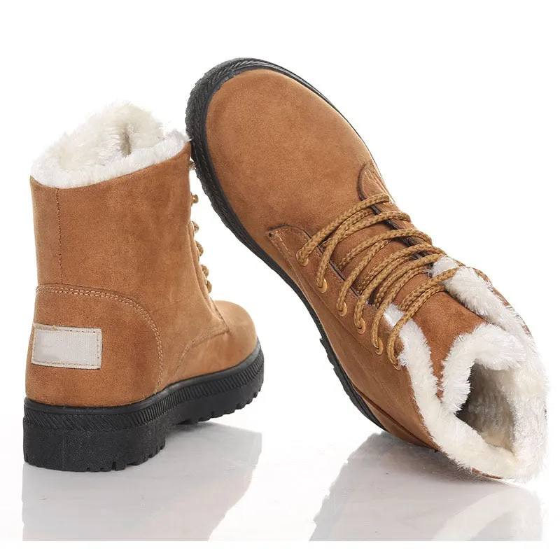 Women&#39;s Boots 2023 Winter Boots With Fur Low Heels Snow Boots Ankle Bota Feminina Platform Booties For Women Winter Shoes Heeled