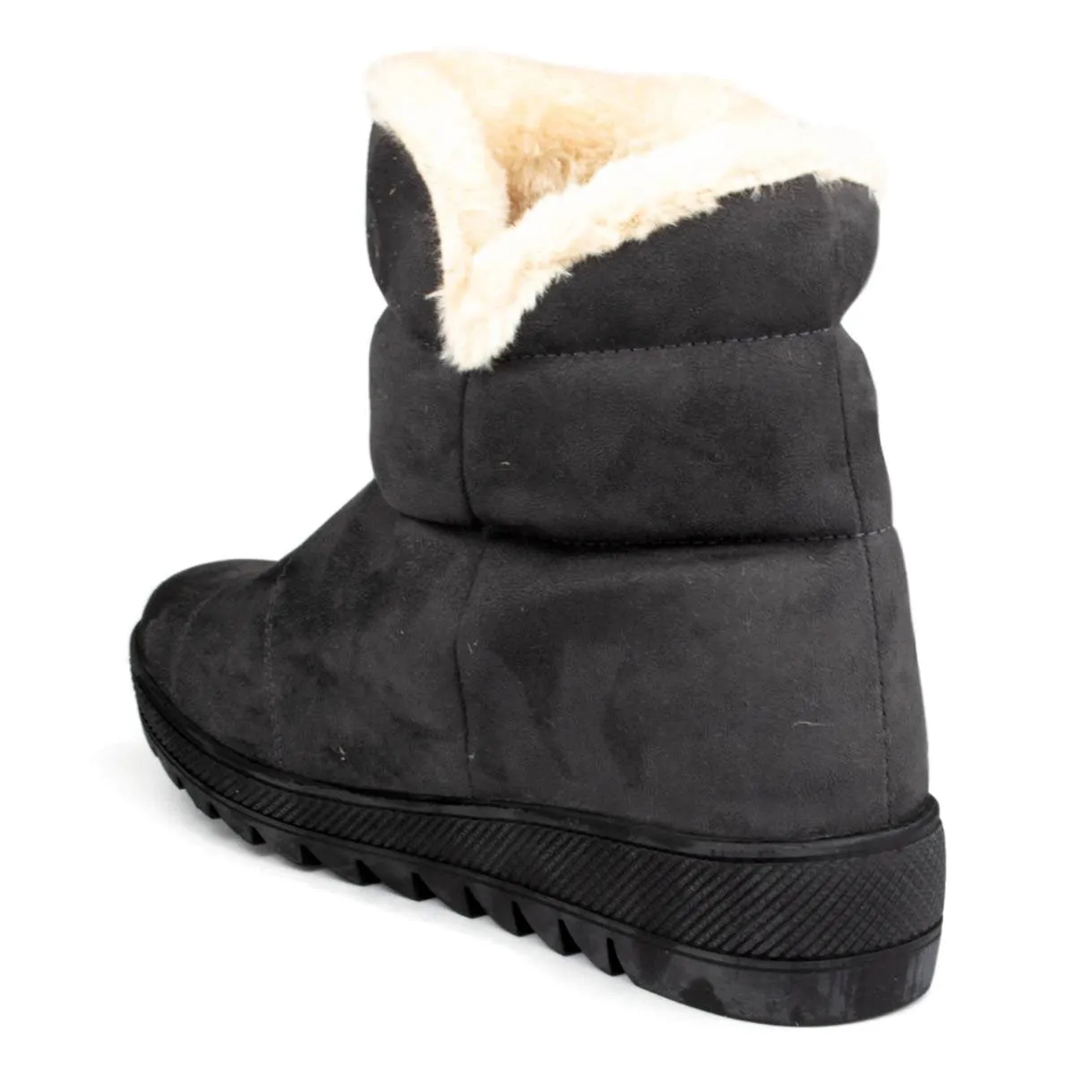 Womens Grey Faux Zip Up Boot