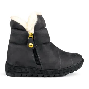 Womens Grey Faux Zip Up Boot