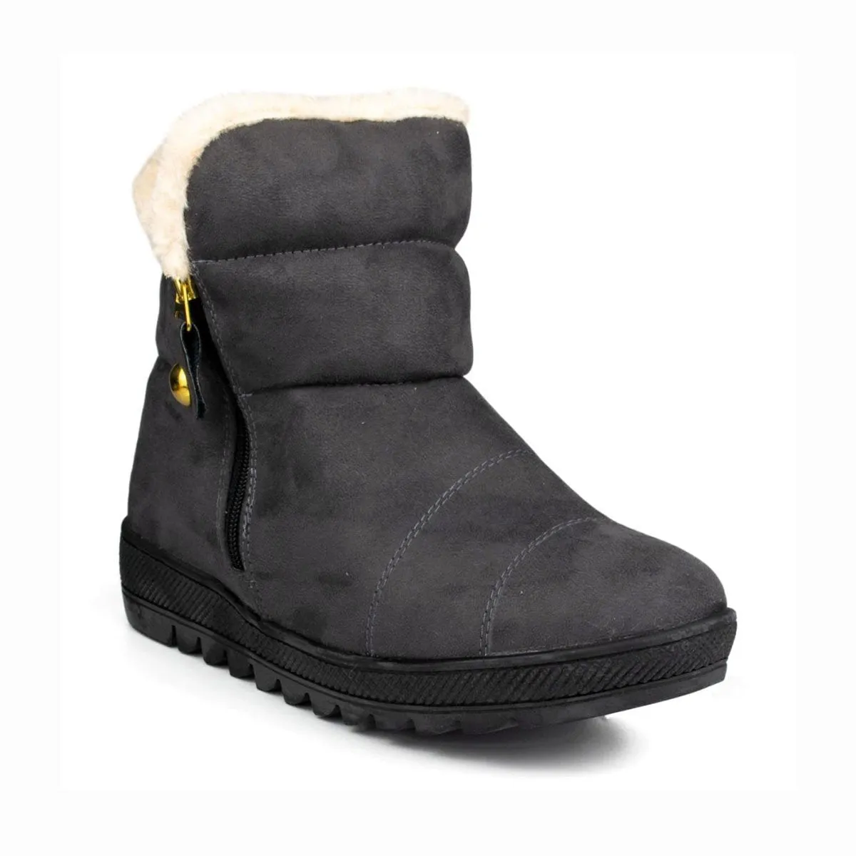 Womens Grey Faux Zip Up Boot