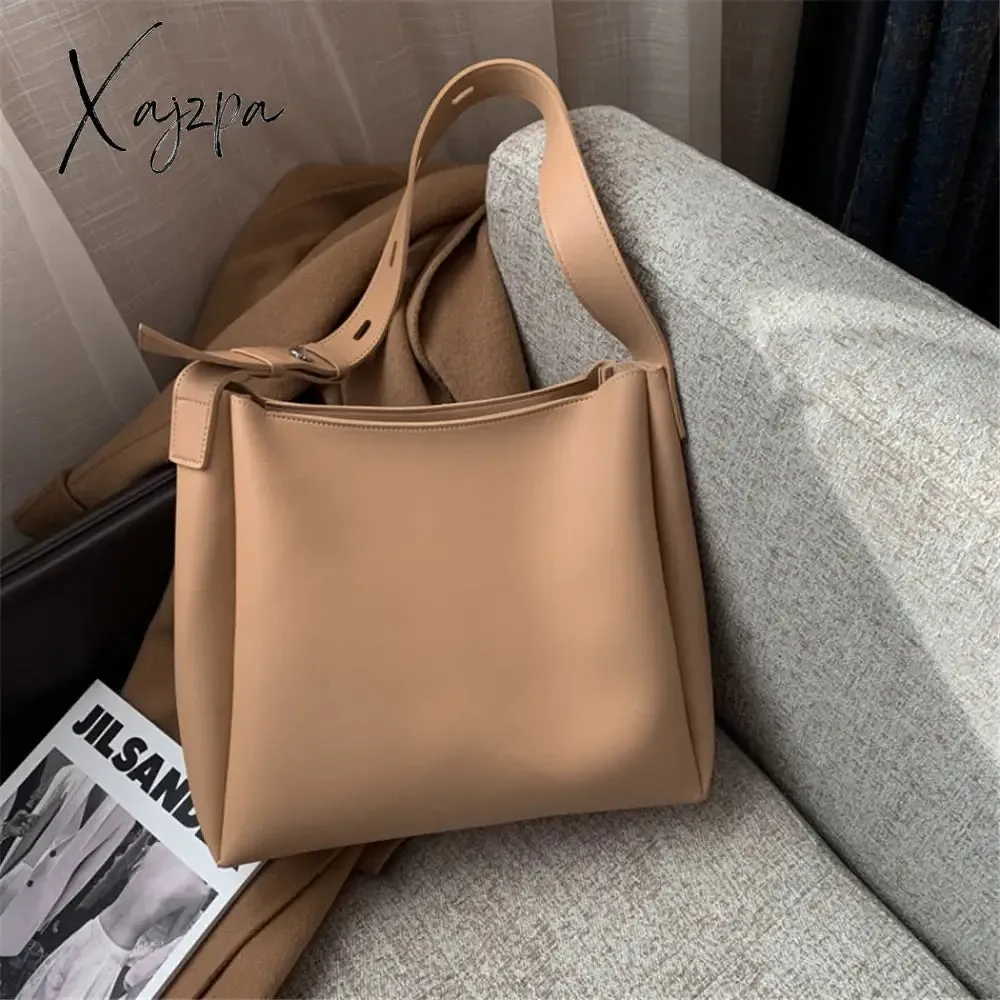 Xajzpa - 2 Sets Casual Tote Bags PU Leather Shoulder Bags for Women Fashion Female Travel Bag Designer Luxury Lady Underarm Bag Brand Sac