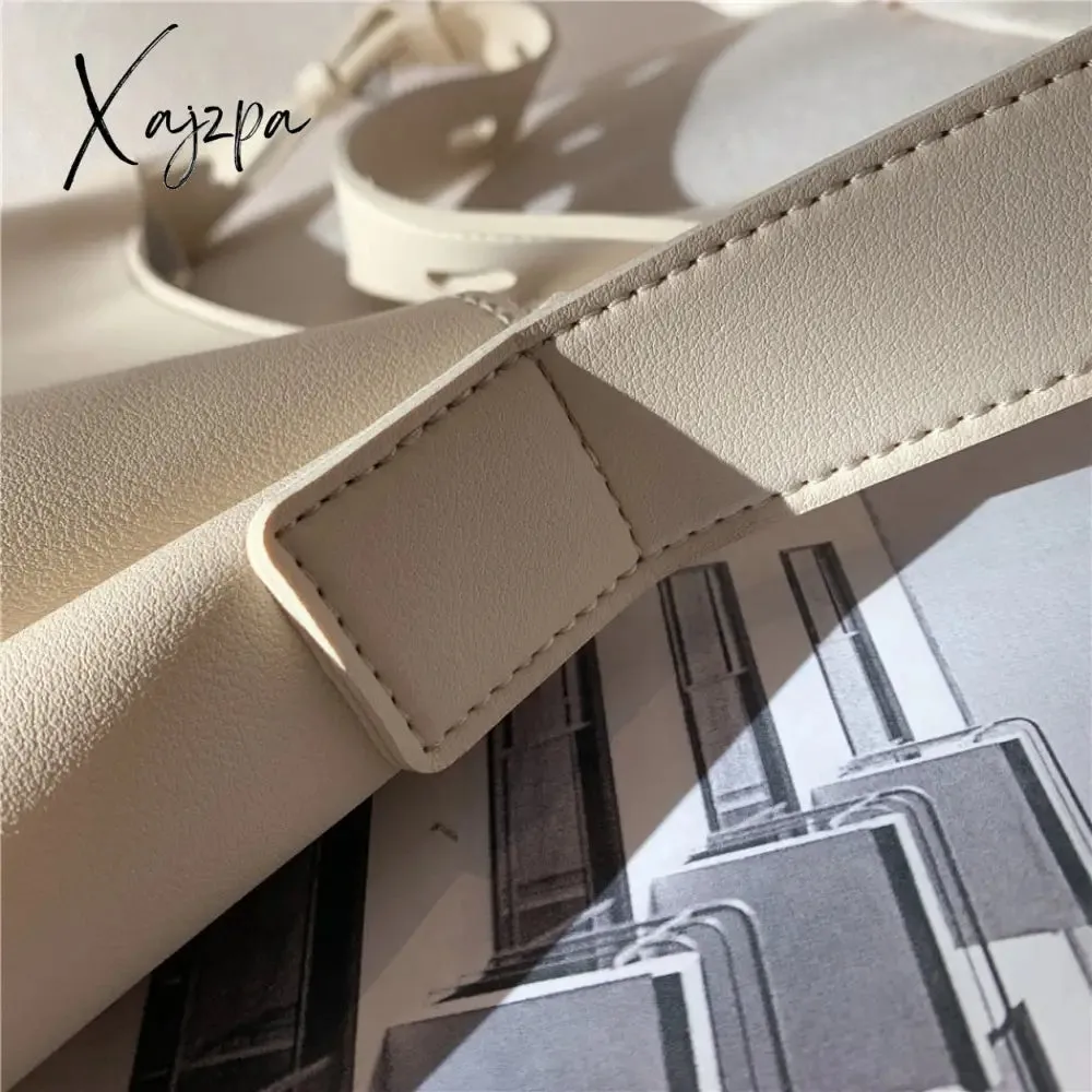Xajzpa - 2 Sets Casual Tote Bags PU Leather Shoulder Bags for Women Fashion Female Travel Bag Designer Luxury Lady Underarm Bag Brand Sac