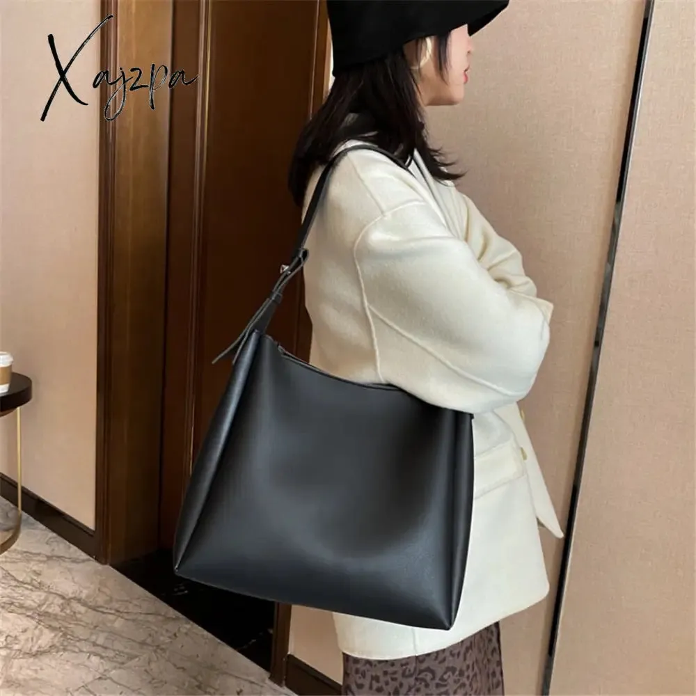 Xajzpa - 2 Sets Casual Tote Bags PU Leather Shoulder Bags for Women Fashion Female Travel Bag Designer Luxury Lady Underarm Bag Brand Sac